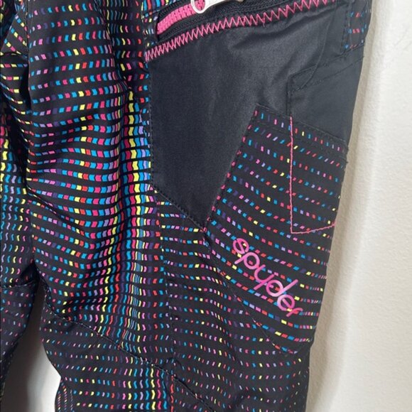 Spyder Girls Black Bright Print Vixen Ski Snow Pants Size 8 - Picture 3 of 7